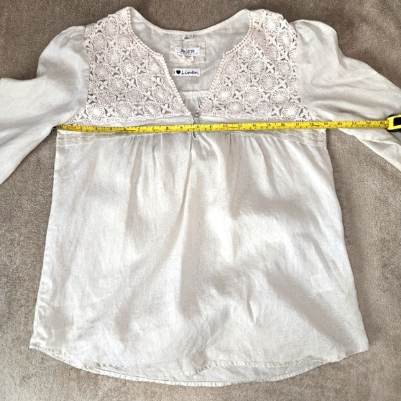Malvin I love Linen Woman's Size S Top Crochet Boho Beige 100%Linen - Picture 12 of 13